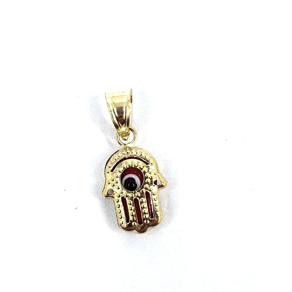 14k Yellow Gold small Hamsa Evil Eye Protection Pendant